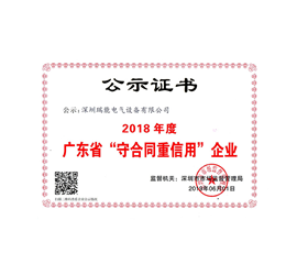 Guangdong Province Credible Enterprise Certificate